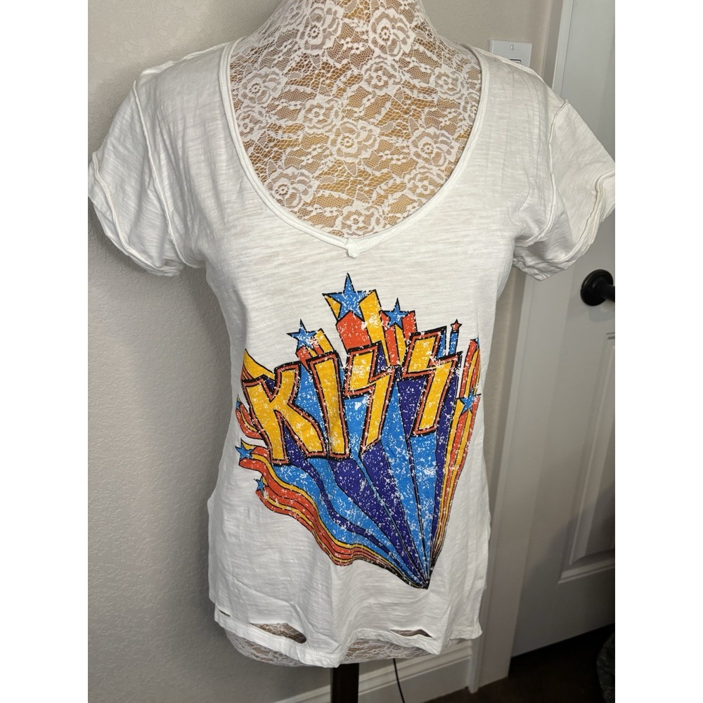 NWT Jaded Gypsy KISS BAND TEE Distressed Graphic T-Shirt Festival Rocker S/M